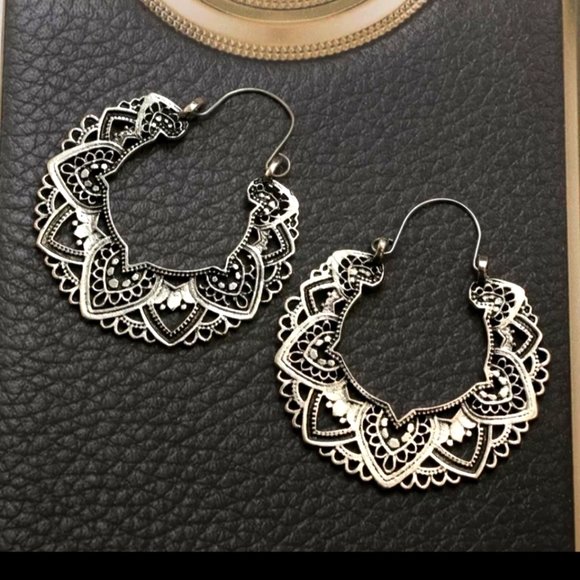 Boho Silver Earrings - Picture 2 of 4
